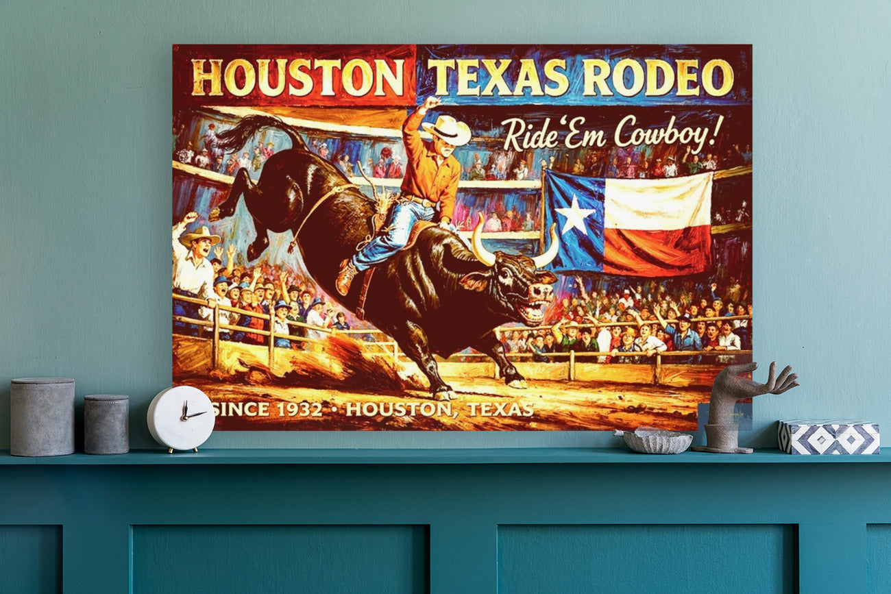 Bull Riding Rodeo Houston- Art Prints and Canvases