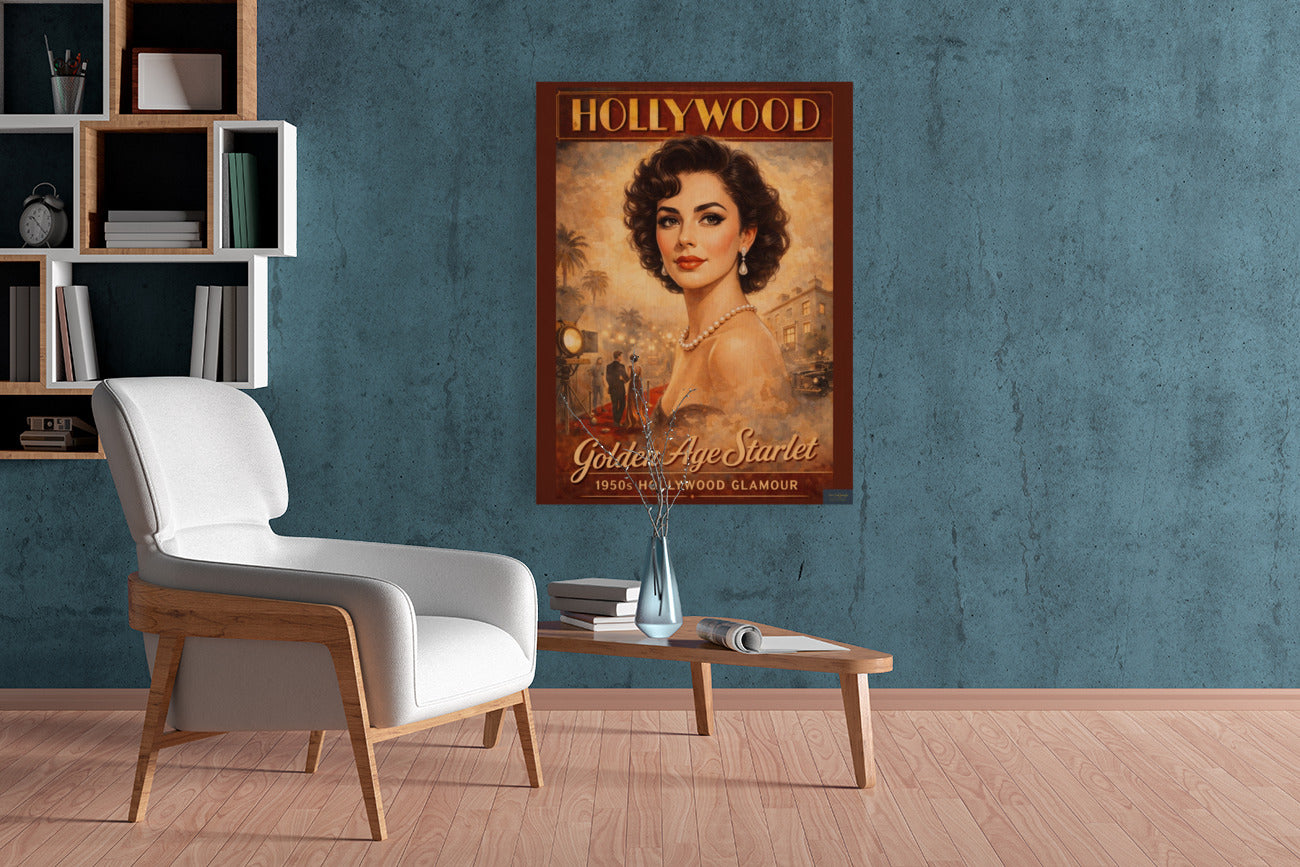 Golden Age Starlet Glamour. Vintage Hollywood Art. Giclee Paper- Wood- Metal- Canvas