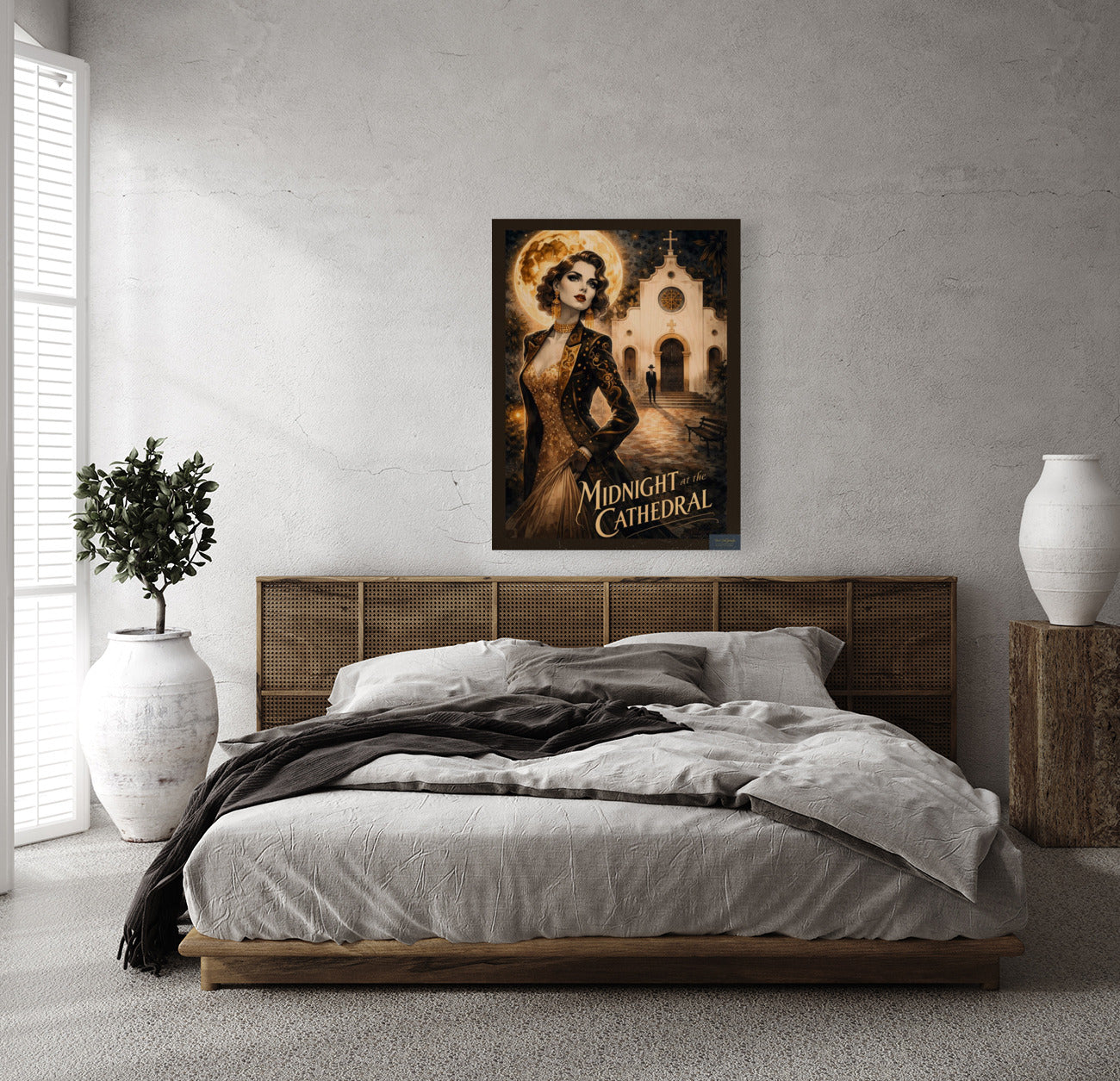 Midnight at the Cathedral. Vintage Hollywood Art. Giclee Paper- Wood- Metal- Canvas