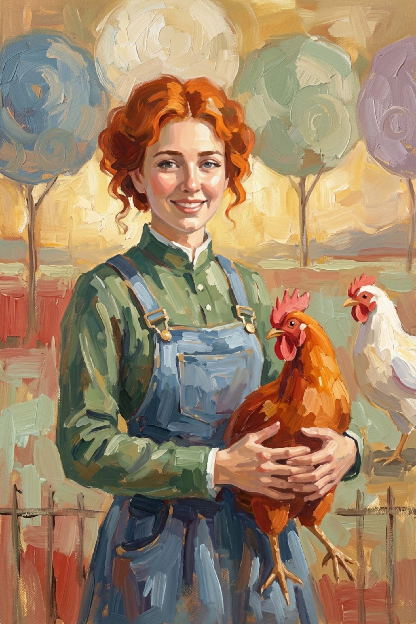 Modern Farm Woman| Farm-Chicken Art| Giclee Paper- Wood- Metal- Canvas