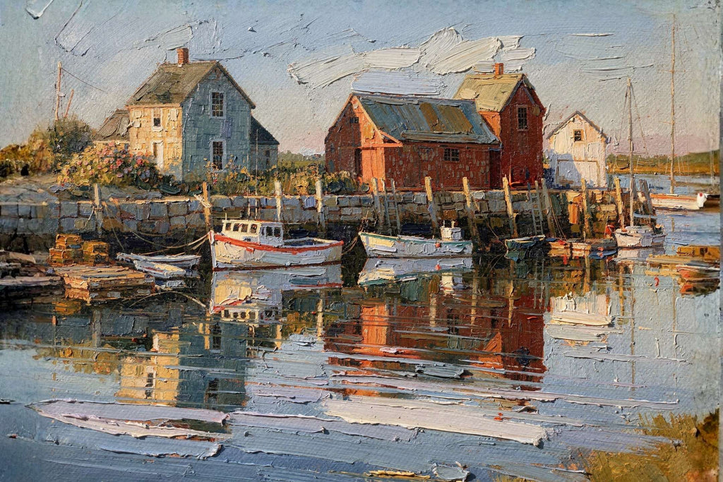 New England Boating| Coastal Homes and Ships Art| Giclee Paper- Wood- Metal- Canvas