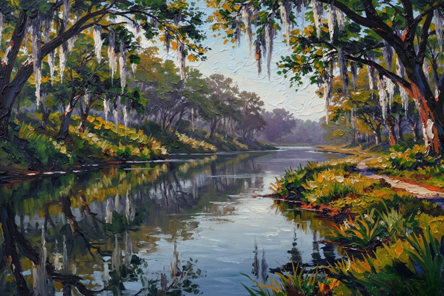 Old Florida River - Life In Tropical Area| Stream Art | Giclee Paper- Wood- Metal- Canvas