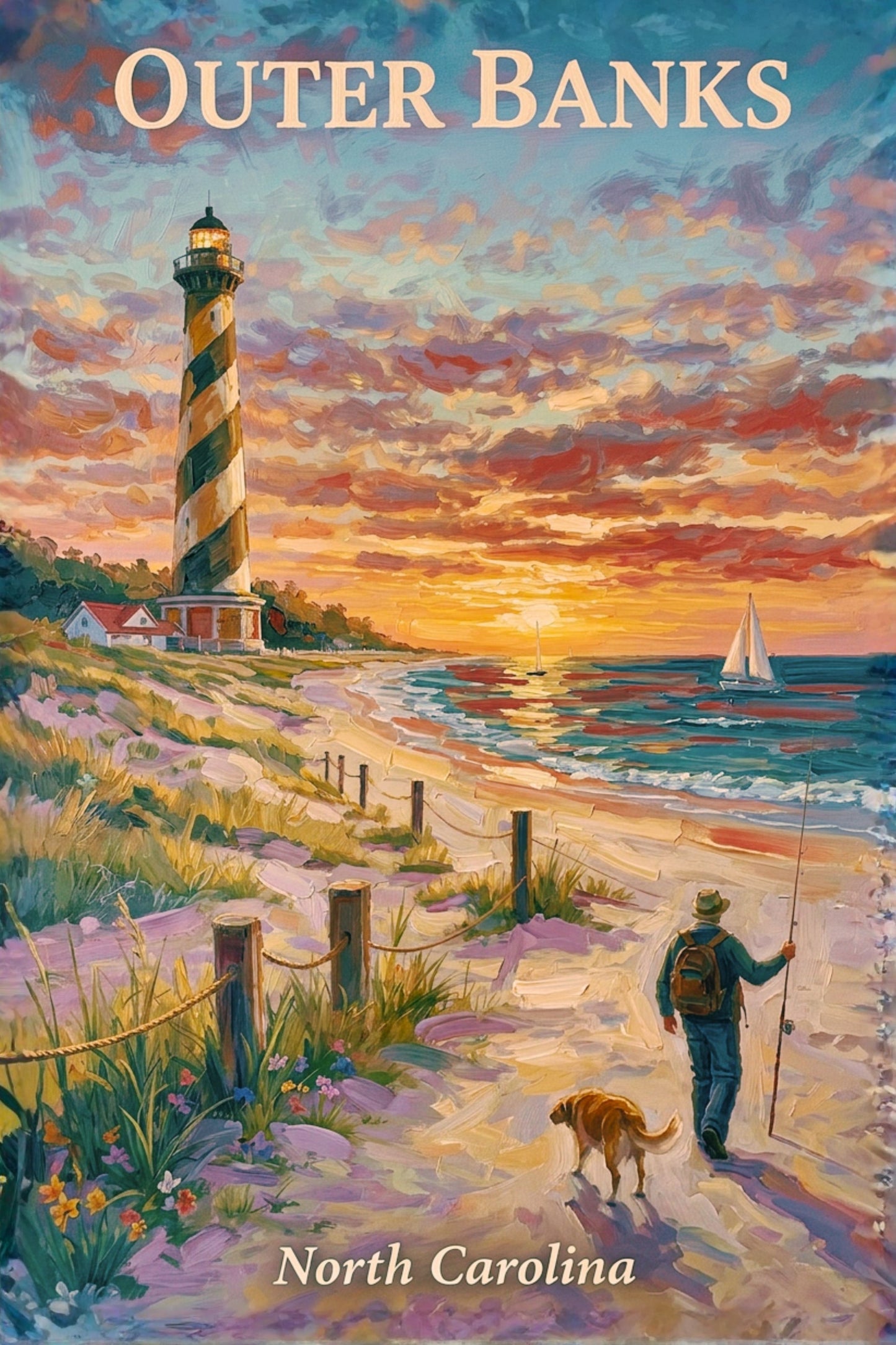 Outer Banks Lighthouse| North Carolina Ocean Print| Beach Art| Travel Poster| Giclee Paper- Wood- Metal- Canvas