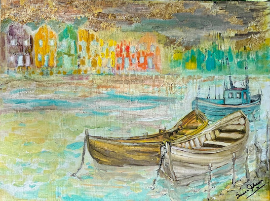 Rainy Harbor Acrylic 18" x 24" x 1"  Gallery Canvas