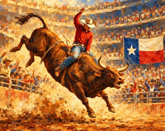 Bull Riding Rodeo Houston| Prints, Canvas, Wood, or Metal Art