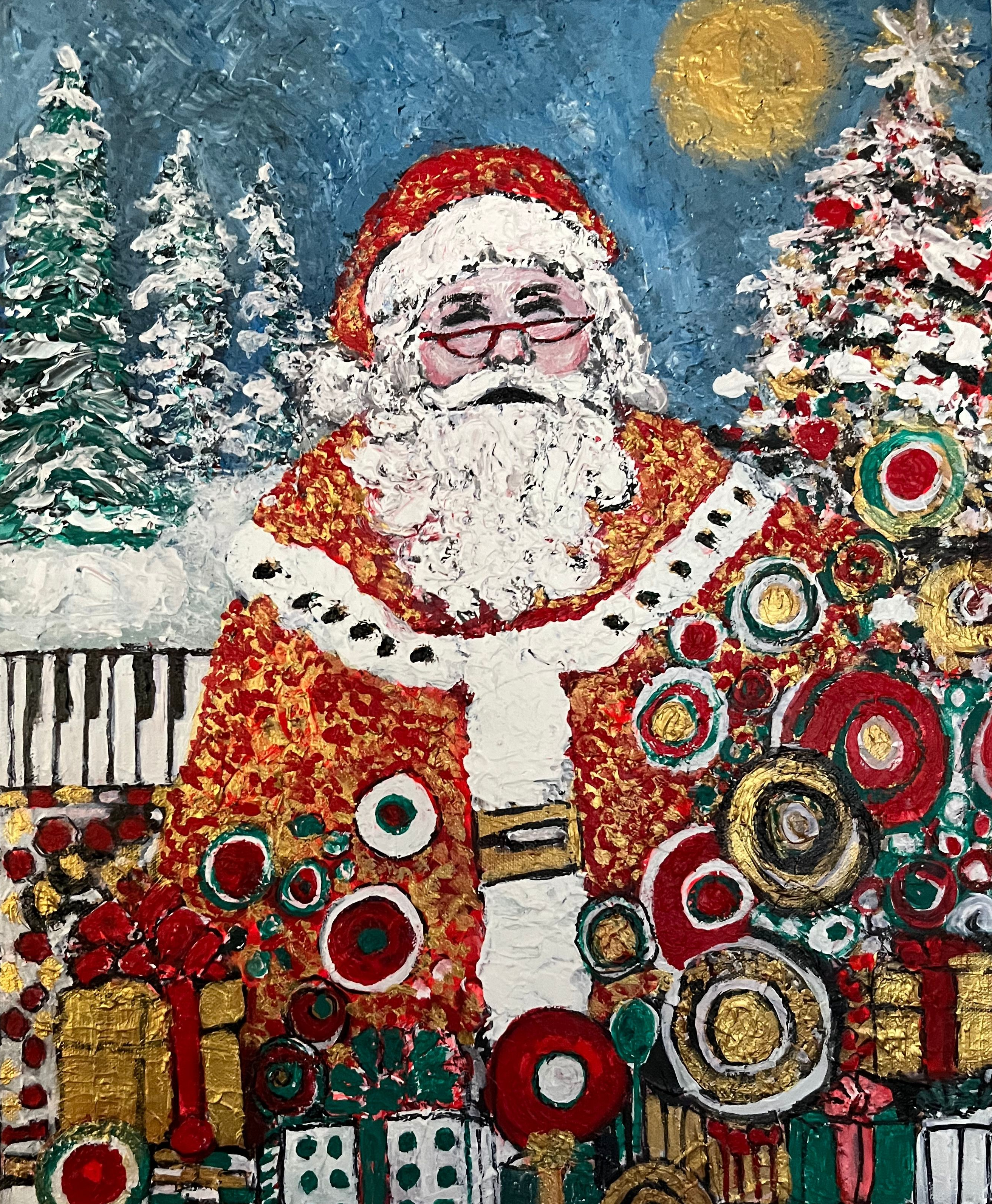 Santa's Magic | Vintage Style Christmas| 16x20 Inch Acrylic Gallery Canvas -Teresa Johnson Original Art