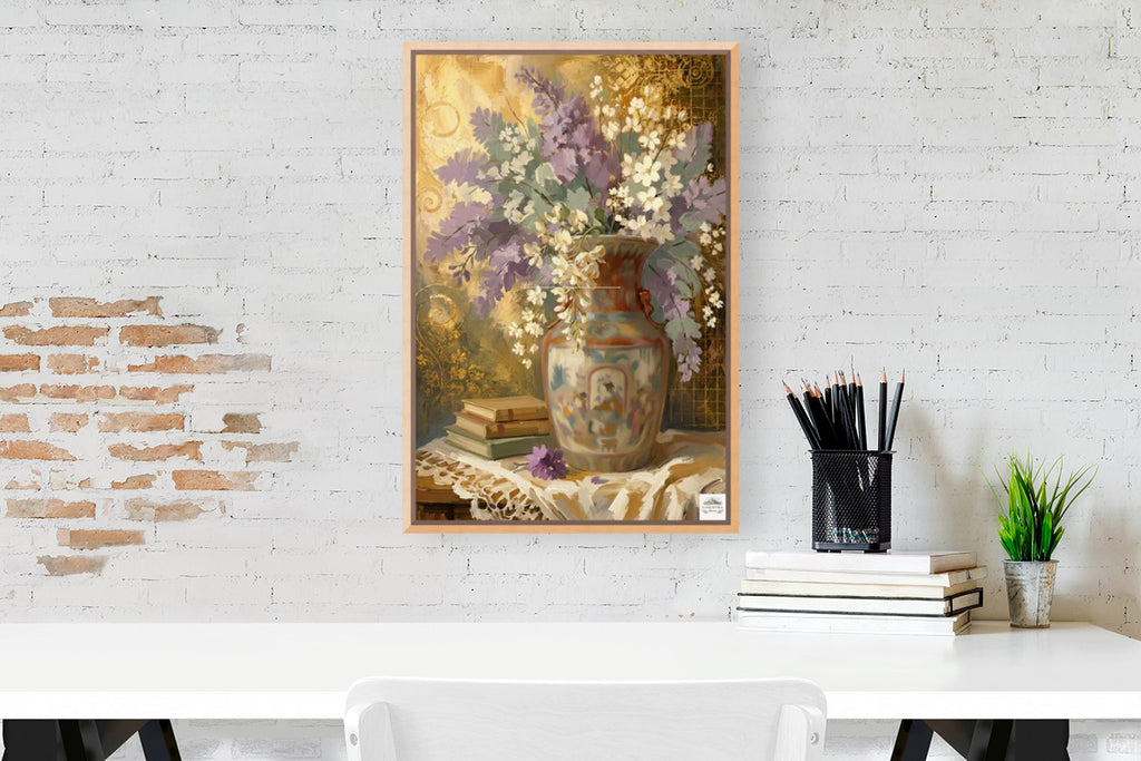 Heirloom Garden Blooms | Elegant Floral Print| Still Life with Oriental Vase | Cottage Garden Wall Art | Giclée Paper • Canvas • Wood • Metal