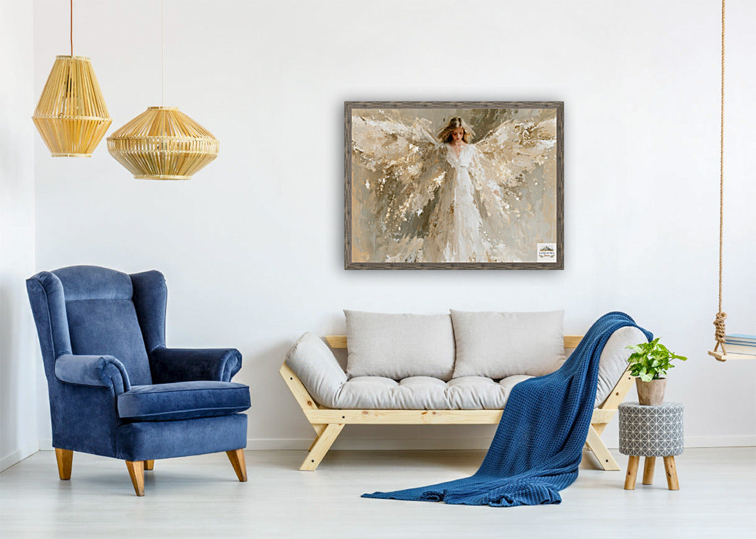 Whispers Of Grace | Angel Art | Christian Wall Decor | Neutral Spiritual Art | Heavenly Angel Print