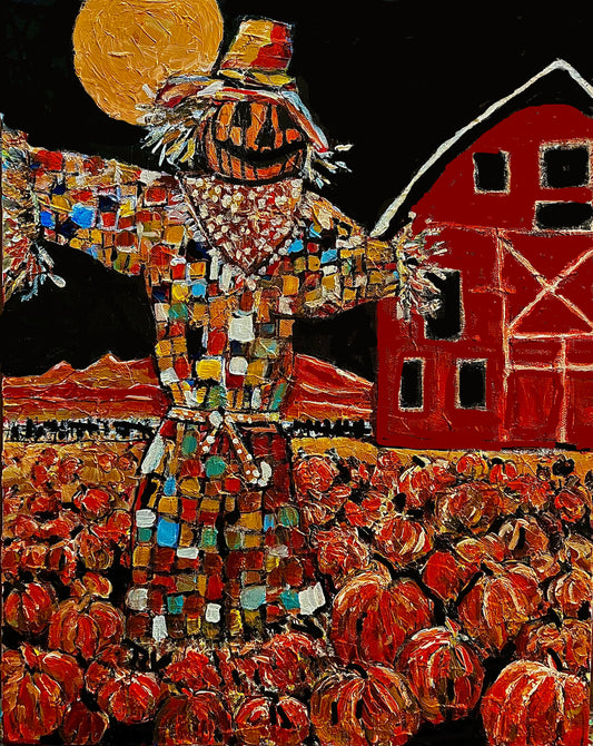 "Spooky Pumpkin Patch" – a 16x20 inch acrylic gallery canvas painting. Gallery Canvas.  Teresa Johnson Original Art