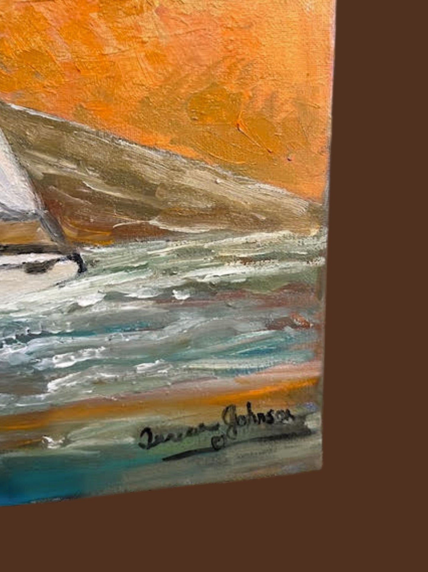 Evening Passage 16 x 20-inch Sailboat Oil Painting