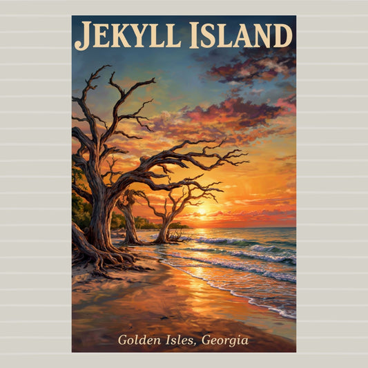 Jekyll Island -Driftwood Beach At Sunrise| Ocean Beach Art| Travel Poster| Giclee Paper- Wood- Metal- Canvas