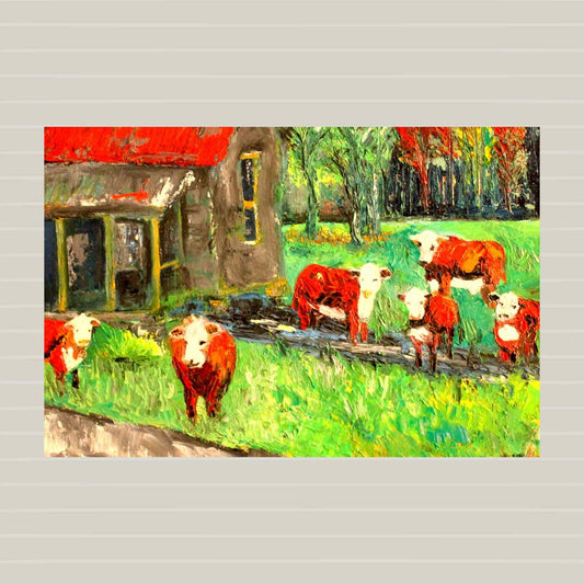Cows In the Puddles- Giclee Paper- Wood- Metal- Canvas