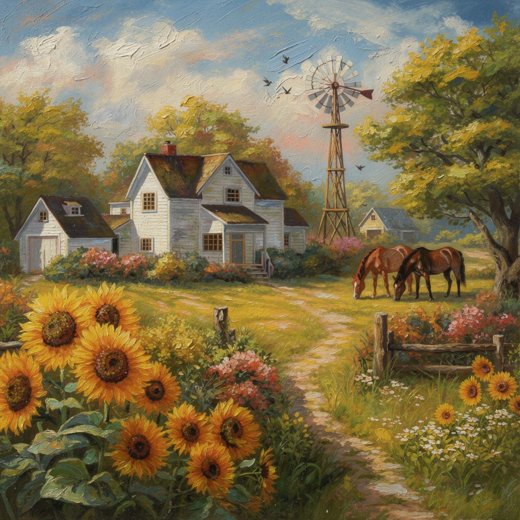 Sunflower Farm | Bee Art Prints| Farmhouse Garden Prints| Giclee Paper- Wood- Metal- Canvas