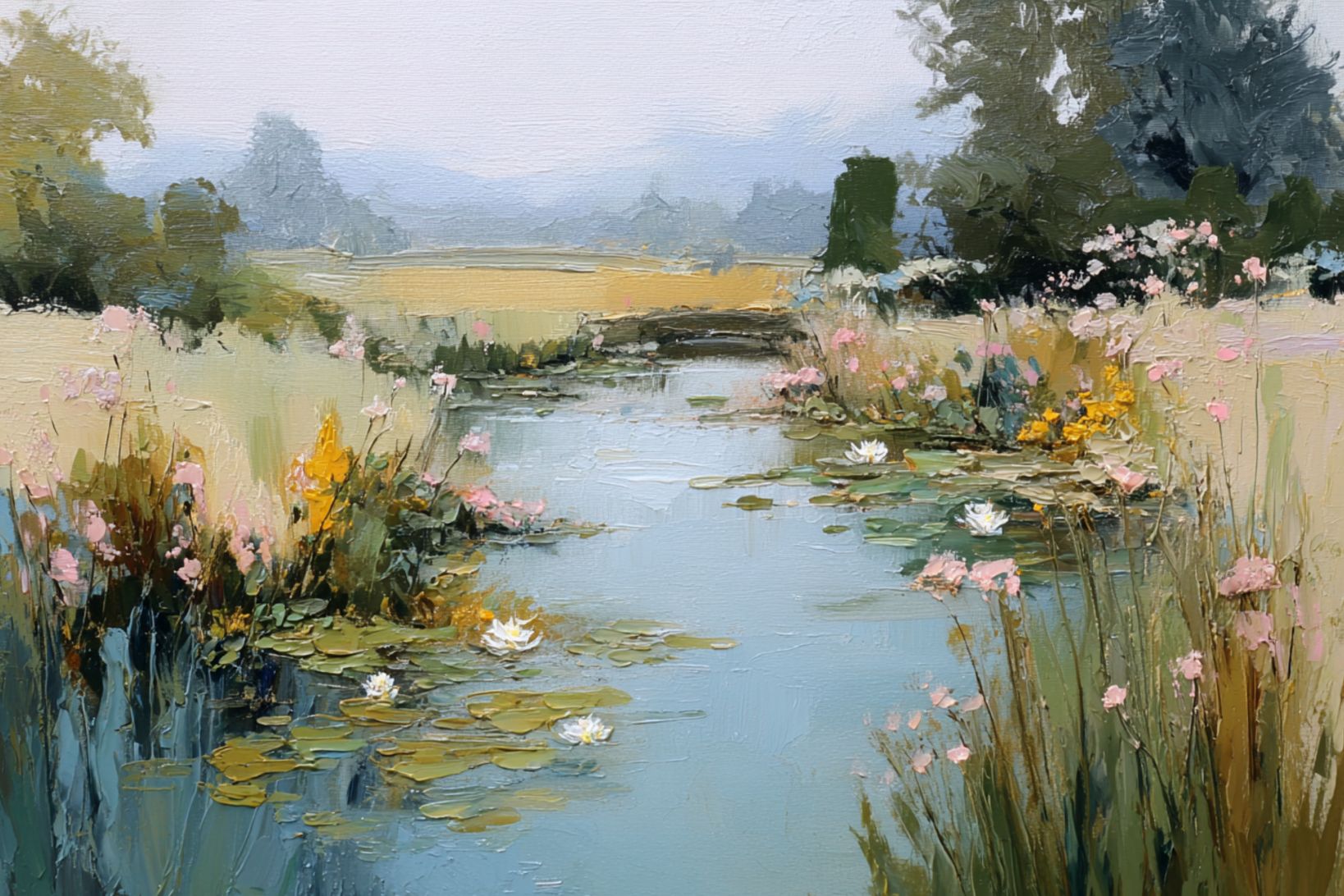 The Lily Pond| Impressionist Print| Water Garden Art| Lily Pad Pond Print| Giclee Paper- Wood- Metal- Canvas