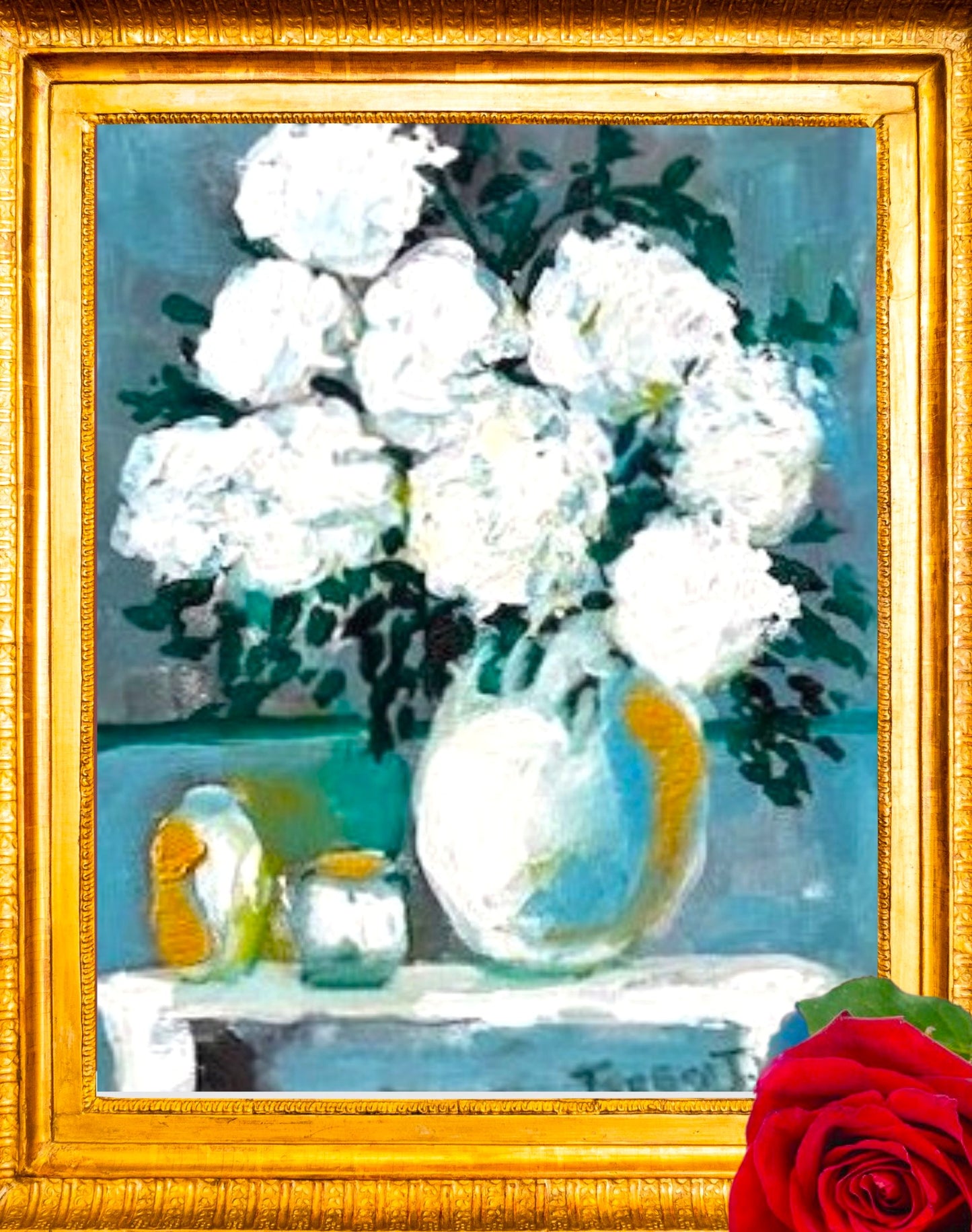White Hydrangeas Floral Arrangement - 8x10" original Acrylic Art