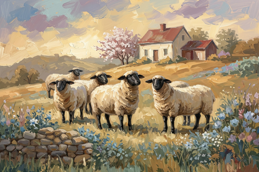 Little Woolly Sheep | Farm Animal Art | Cottage Decor | Giclée Paper • Wood • Metal • Canvas