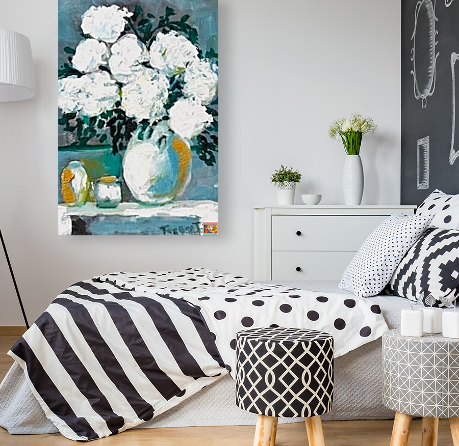 White Hydrangeas Floral Arrangement | Original Floral Art | Giclée Paper • Wood • Metal • Canvas