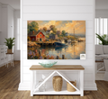 Coastal Harbor at Golden Hour| Coast Ship Art| Giclee Paper- Wood- Metal- Canvas