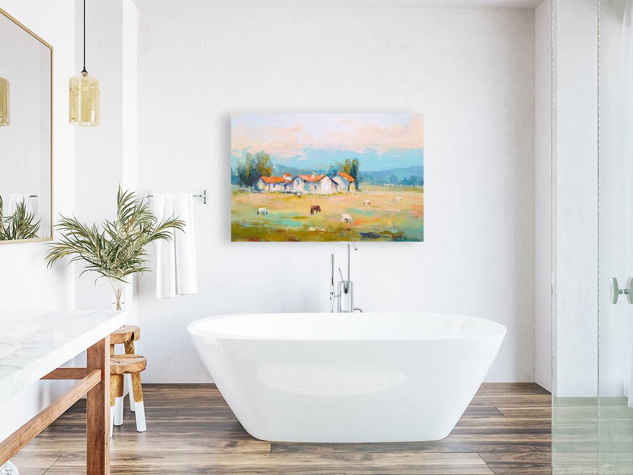 Tuscan Horse Farm at Dusk| Equestrian Print |Impressionist Art| Landscape Print| Giclée on Canvas, Wood, Metal, Fine Art Paper