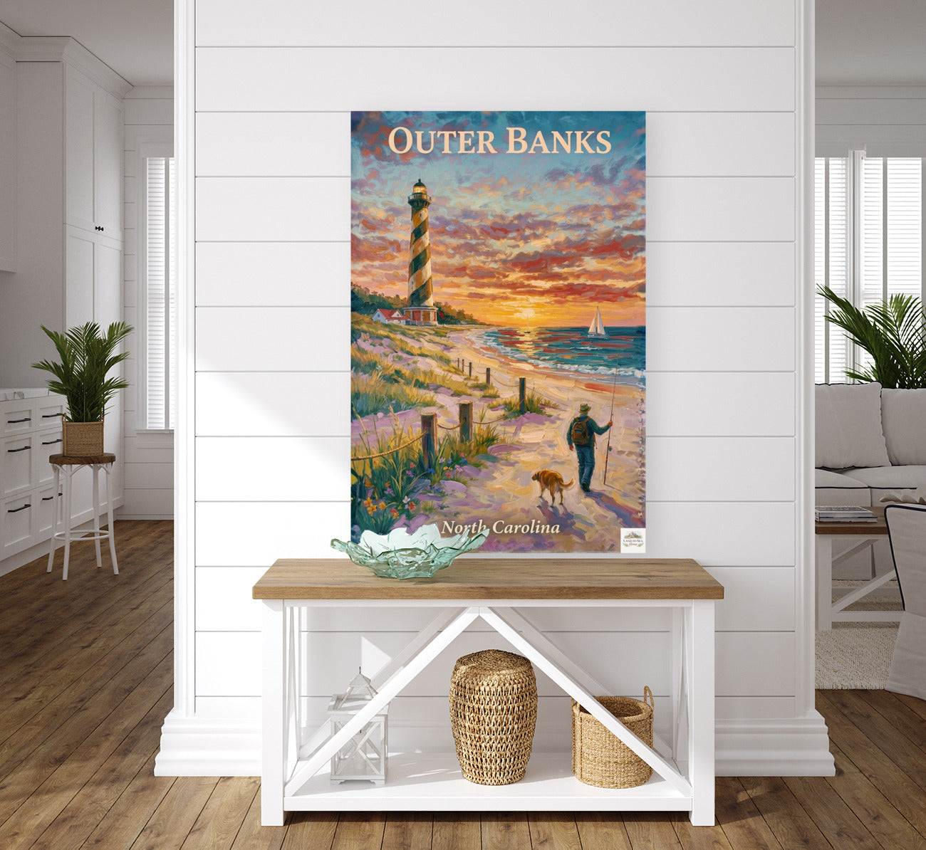 Outer Banks Lighthouse| North Carolina Ocean Print| Beach Art| Travel Poster| Giclee Paper- Wood- Metal- Canvas