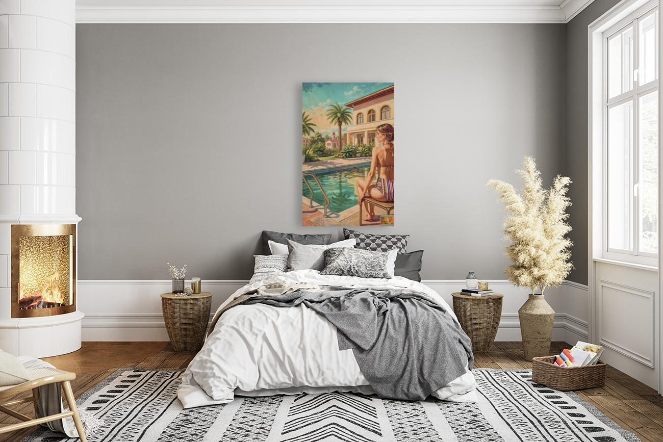 By the Pool, Bahamas | Tropical Resort Wall Art | Island Vacation Impressionist Painting | Giclée Paper • Canvas • Wood • Metal