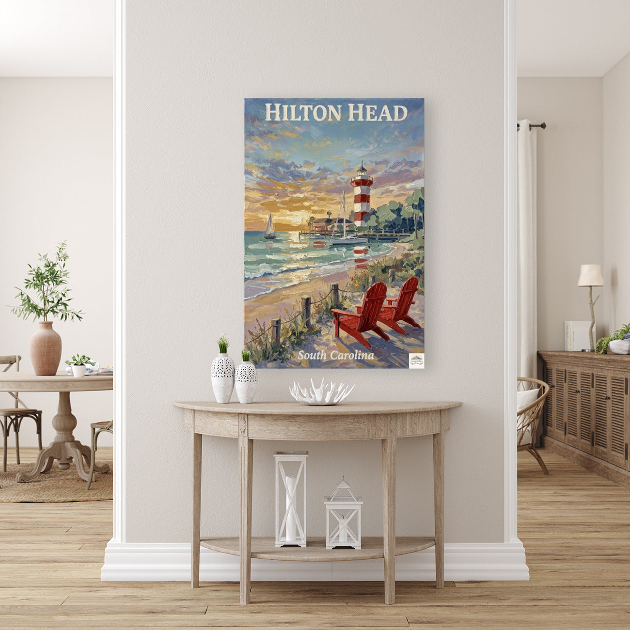 Hilton Head Sunset at Harbour Town Lighthouse | Ocean Print| Beach Art| Travel Poster| Giclee Paper- Wood- Metal- Canvas