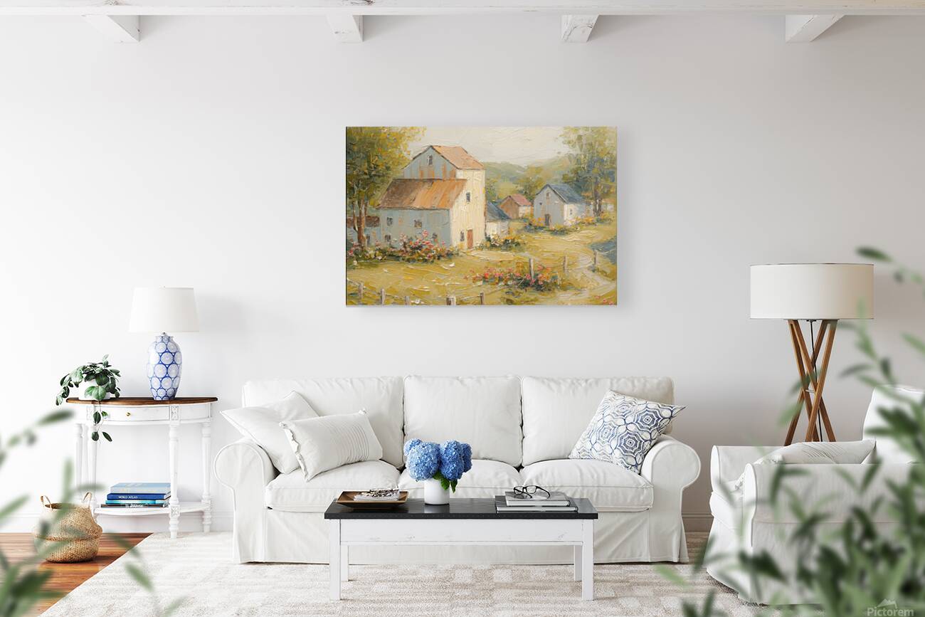 Tuscan Village Farmhouse |Impressionist Print| Italian Country| European Farmhouse Art| Giclée on Canvas, Wood, Metal & Fine Art Paper