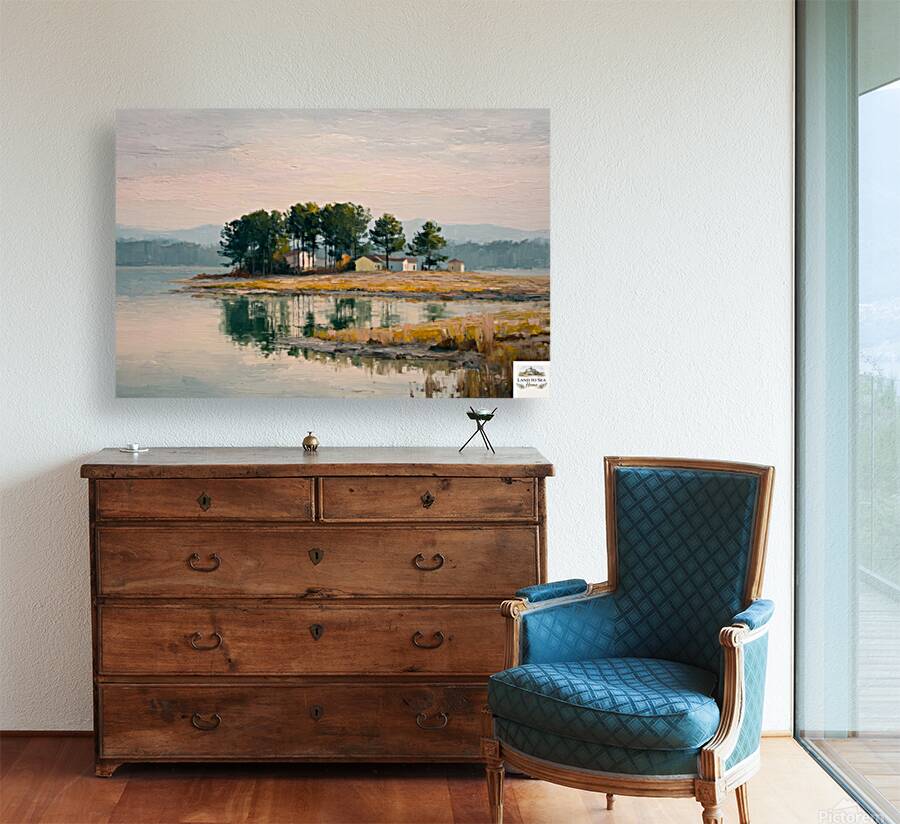 Coastal Point | Coastal Print| Landscape Art Print | Serene Island art| Impressionist Seascape | Beach House Wall Art | Lake & Coastal Decor