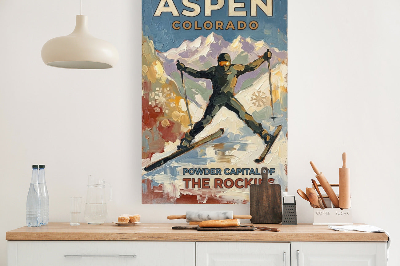 Aspen Colorado Powder Capital Of The Rockies| Snow Print| Giclee on Paper - Wood - Metal - Canvas