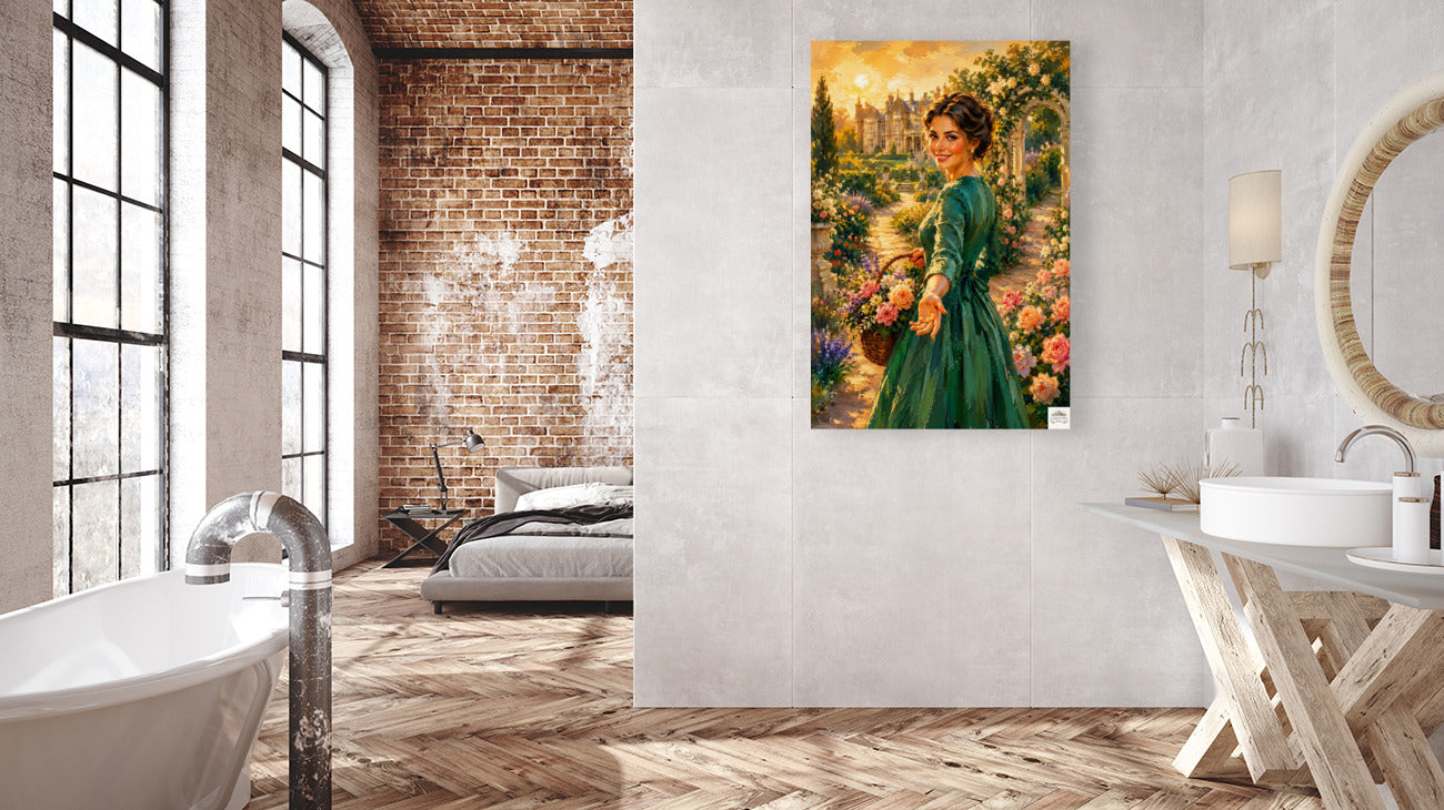 Join Me in my Garden | Romantic Garden Path | Impressionist Garden Wall Art | Giclée Paper • Wood • Metal • Canvas