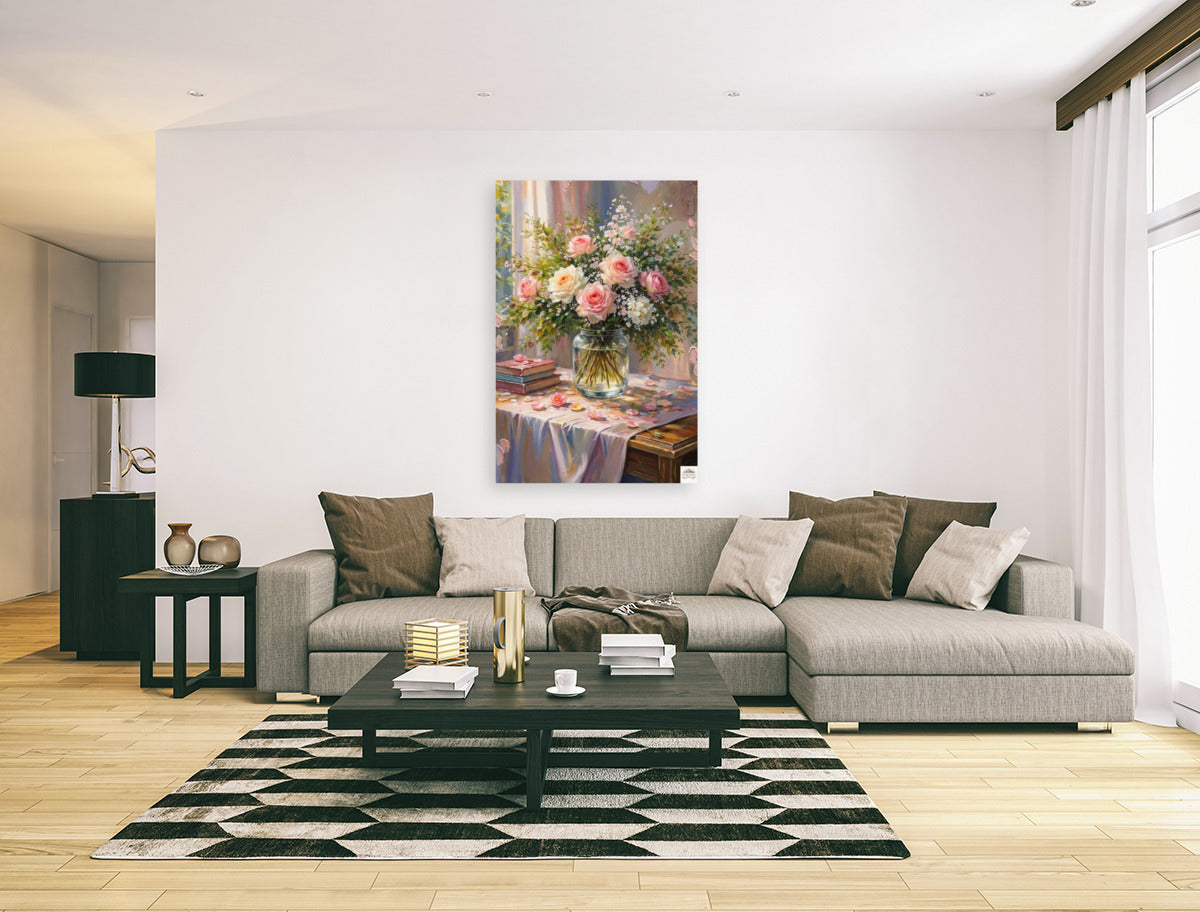 Soft Bouquets and Sunlight Serenity| Floral Print| Romantic Pink Roses in the Sunlight| Giclee Paper- Wood- Metal- Canva