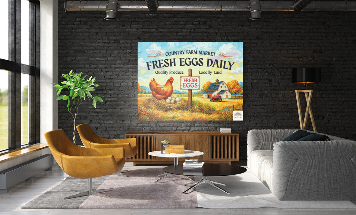 Rustic Farm Market Sign with Eggs| Farm Art Sign| Prints, Canvas, Wood, or Metal Art