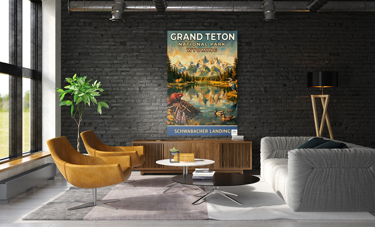 Schwabacher Landing| Grand Teton Mountain| Impressionist Print| Giclee Paper- Wood- Metal- Canvas