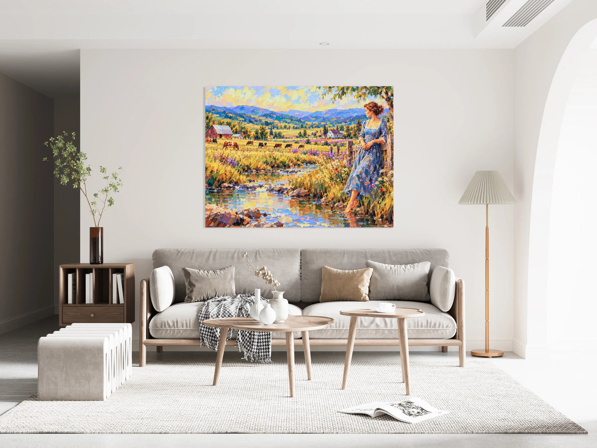 Barefoot Where The Wildflowers Grow | Vintage Farm Landscape Art | Giclee Paper • Wood • Metal • Canvas
