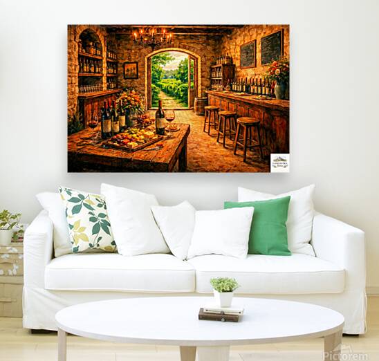 Rustic Wine Tasting Room | Wine Country Art | Giclée Paper • Canvas • Birch Wood • Metal Panels