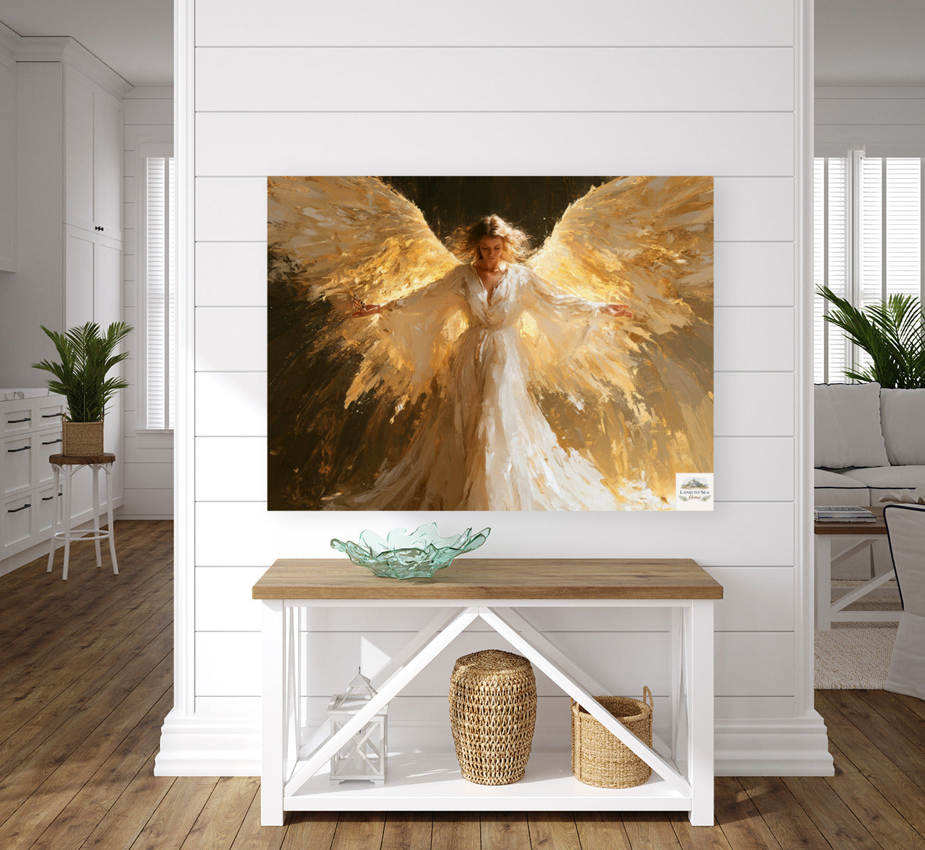 Wrapped In His Light | Angel Art | Christian Wall Decor | Heavenly Angel Print | Spiritual Art