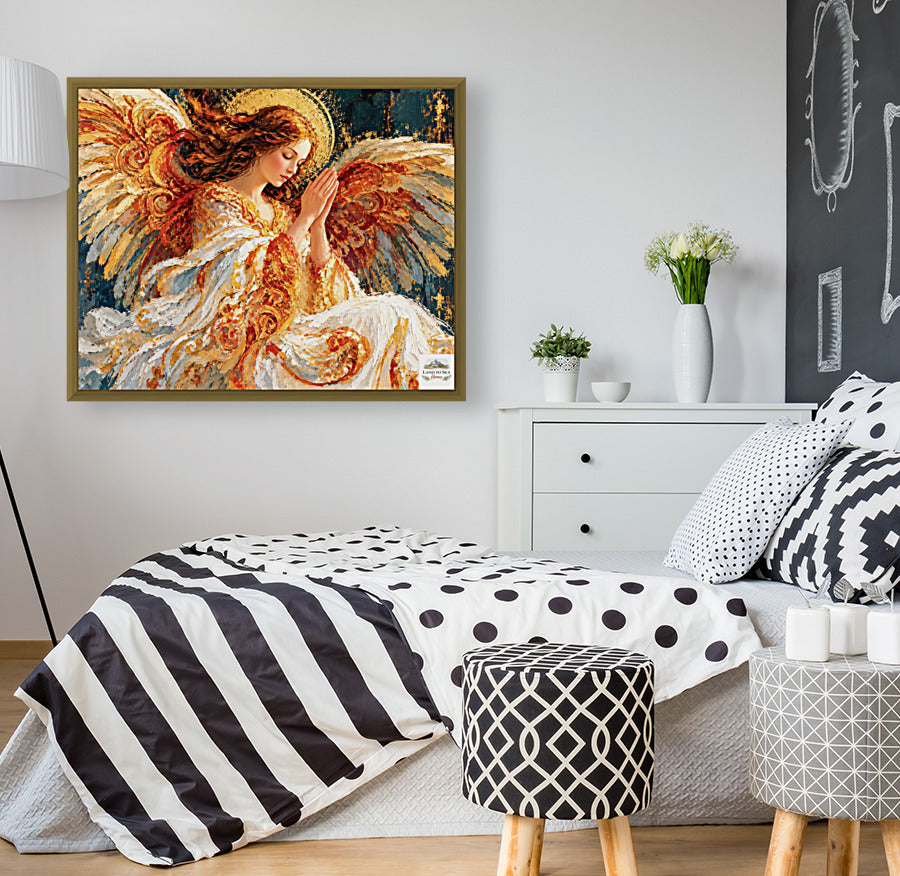 In The Stillness Of Prayer  Praying Angel Wall Art  Prints Canvas Wood Or Metal Art