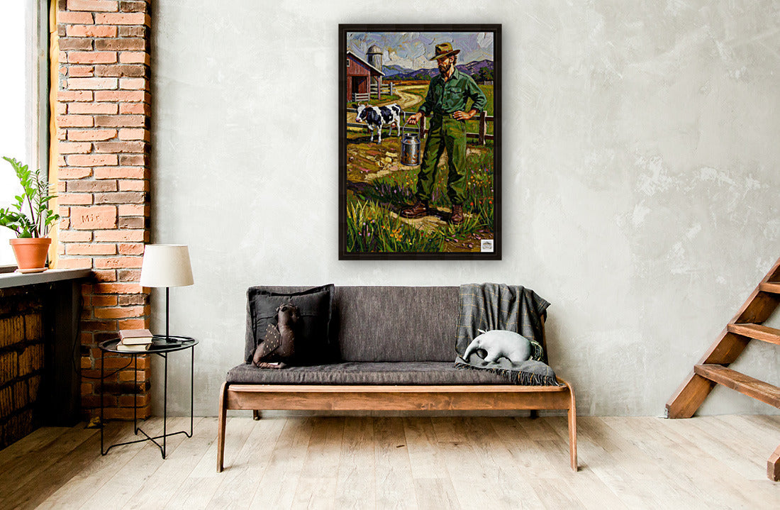 Dairy Farmer| Farm Cow Art| Giclee Paper- Wood- Metal- Canvas