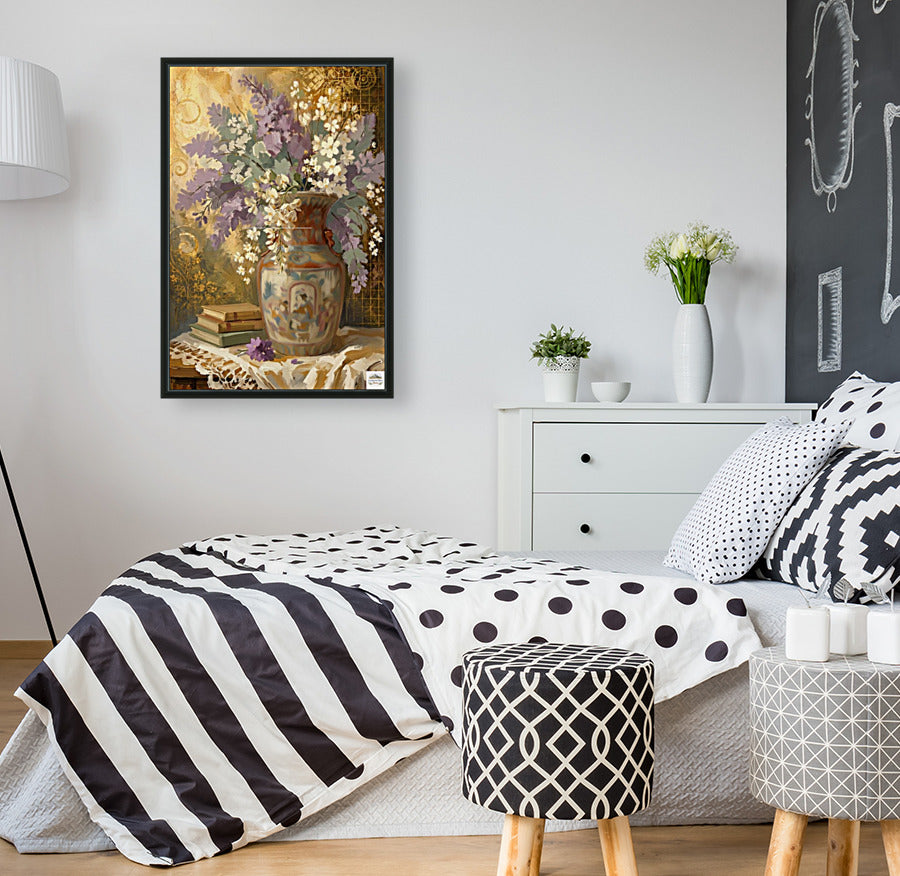 Heirloom Garden Blooms | Elegant Floral Print| Still Life with Oriental Vase | Cottage Garden Wall Art | Giclée Paper • Canvas • Wood • Metal