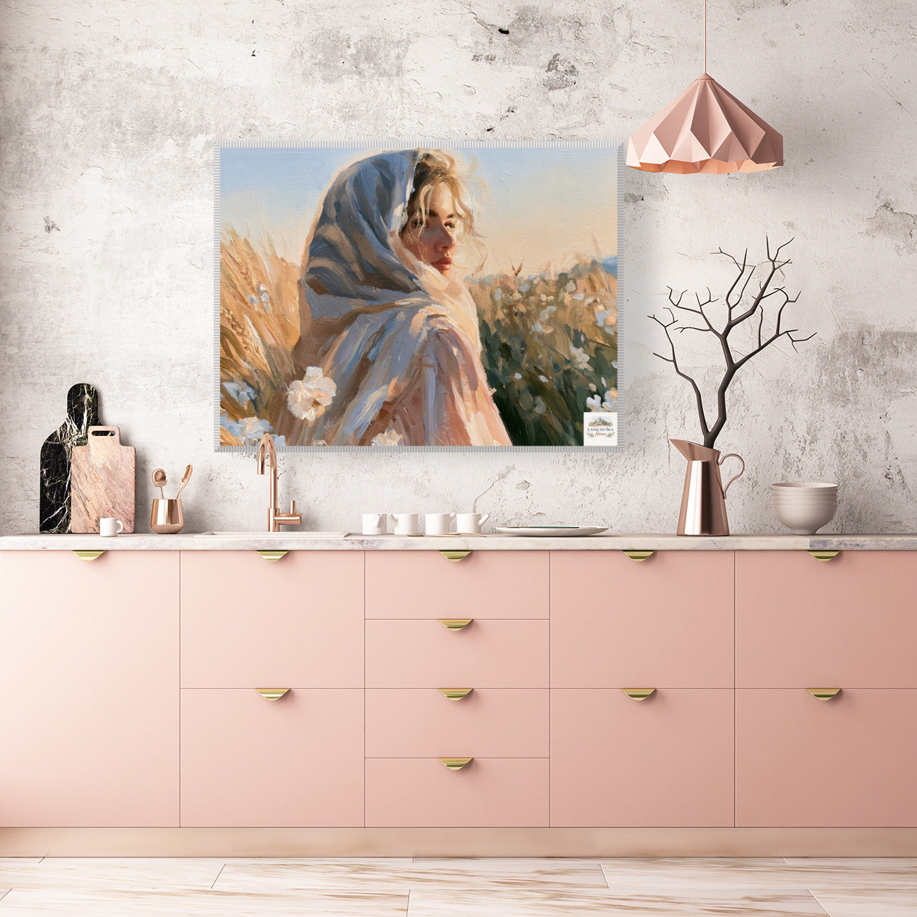 Lovely Woman | Vintage Farm Girl Art Print | Golden Wheat Field | Rustic Country Wall Art | Giclee Paper Canvas Wood & Metal
