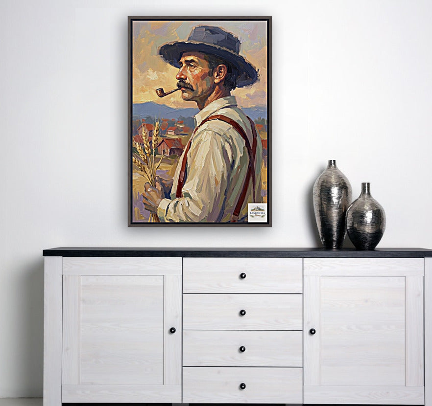 Farmer Man | Vintage Farm Print |Teresa Johnson Rural Wall Art | Harvest Impressionist Print | Giclée Paper • Wood • Metal • Canvas
