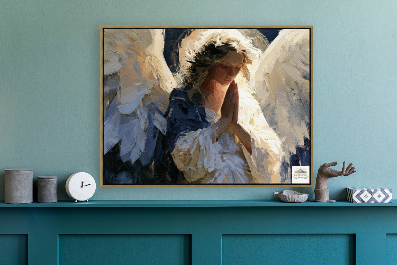 The Prayer Of An Angel | Praying Angel Art | Christian Wall Decor | Inspirational Faith Art