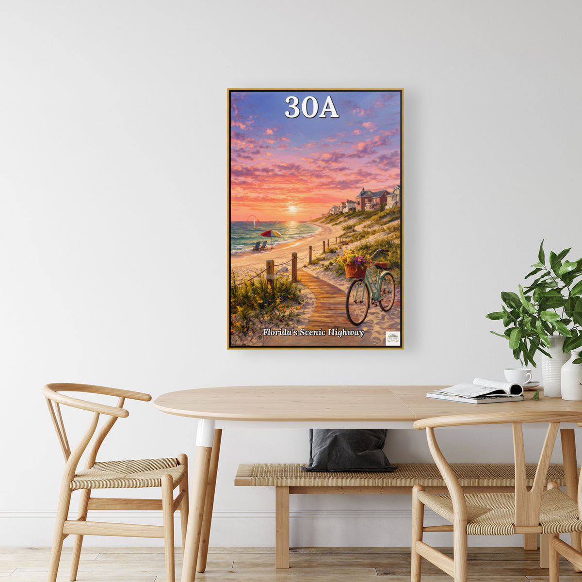 Bicycle Ride Along Florida 30A| Beach and Sunset Art| Travel Poster| Giclee Paper- Wood- Metal- Canvas