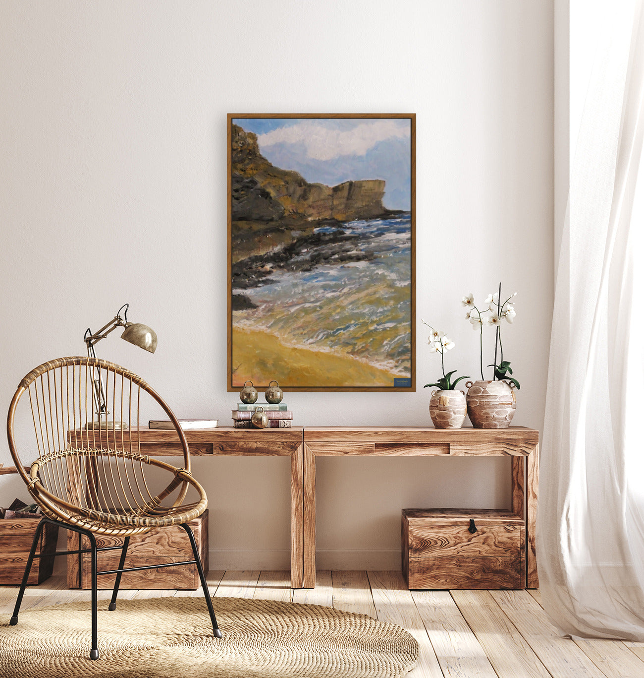 High Cliffs | Original Teresa Johnson Coastal Landscape | Ocean Cliff Wall Art | Seascape Giclée Print | Paper, Wood, Metal, Canvas