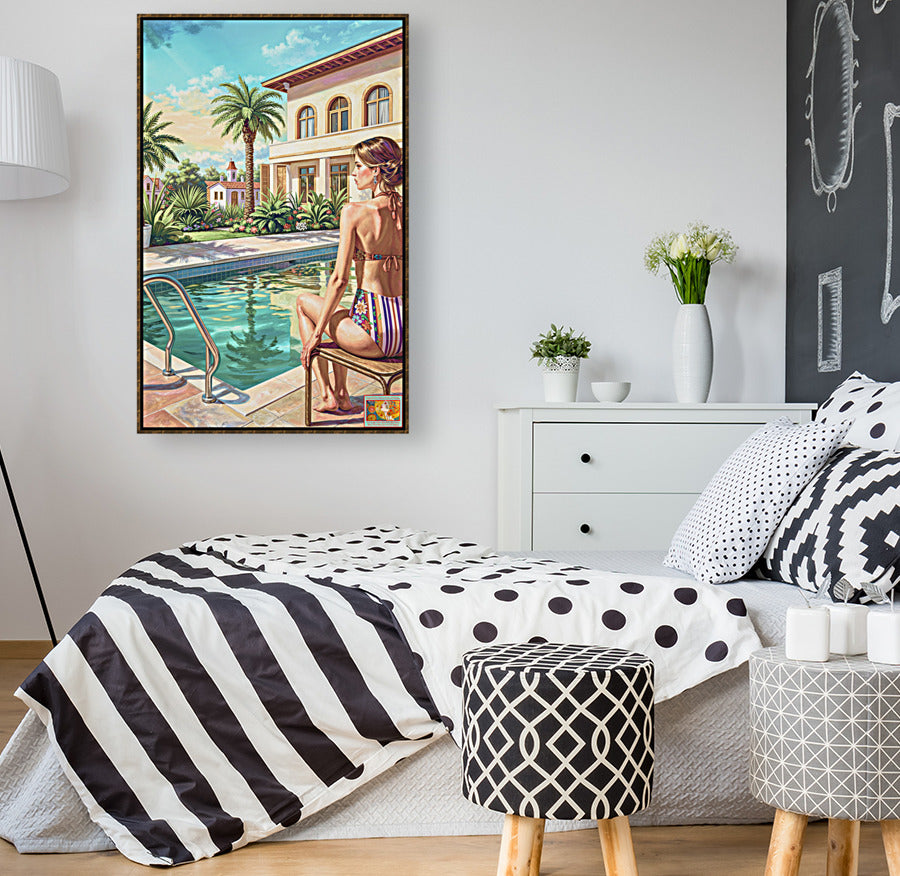 By the Pool, Bahamas | Tropical Resort Wall Art | Island Vacation Impressionist Painting | Giclée Paper • Canvas • Wood • Metal