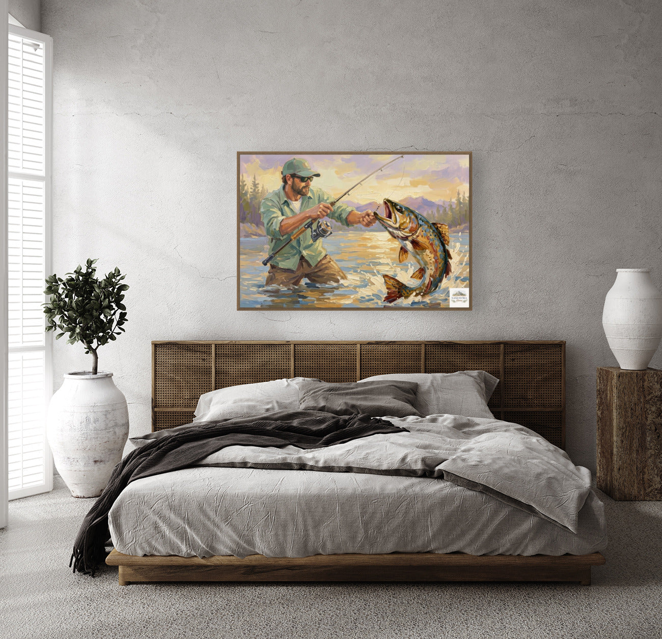 The Big Catch | Fisherman and Trout Art | Giclée Paper • Canvas • Wood • Metal Panels