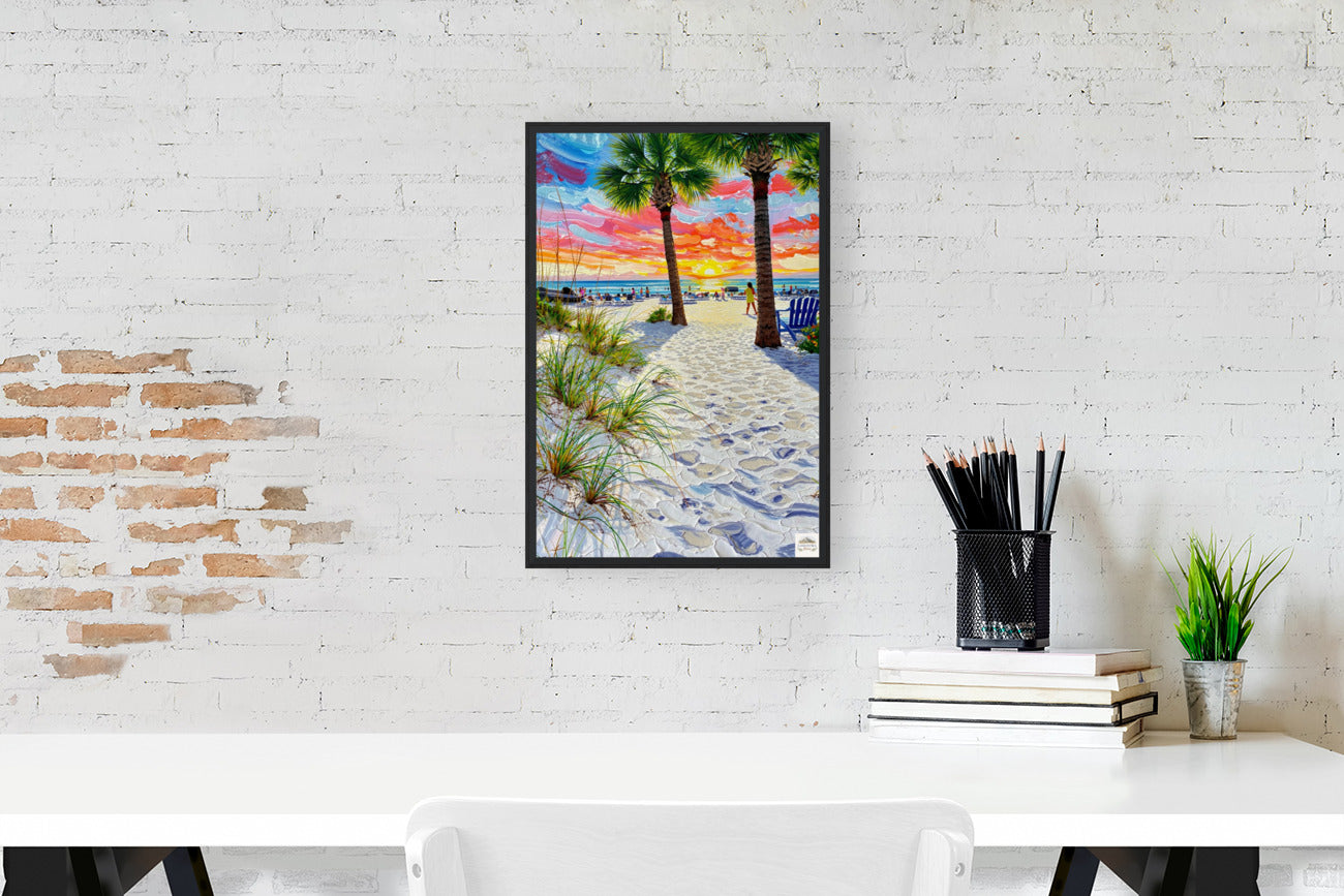 Peaceful Shores | Coastal Beach| Palm Tree Art| Giclee Paper- Wood- Metal- Canvas