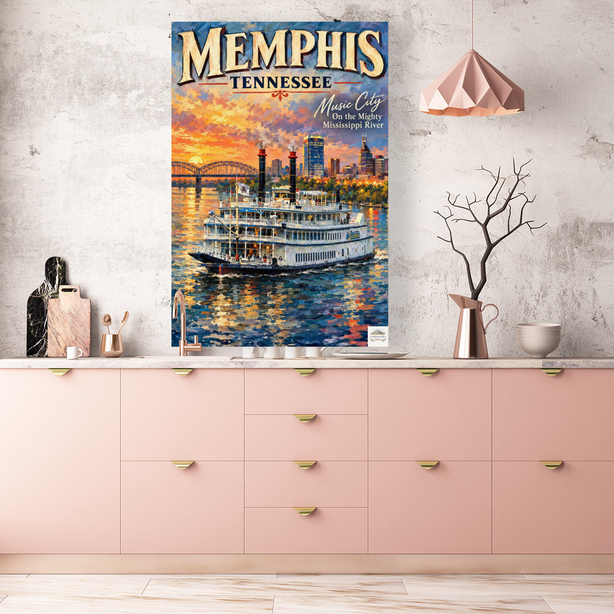 Memphis River Boat | Music City on the Mighty Mississippi | Teresa Johnson Art | Giclée Paper • Wood • Metal • Canvas