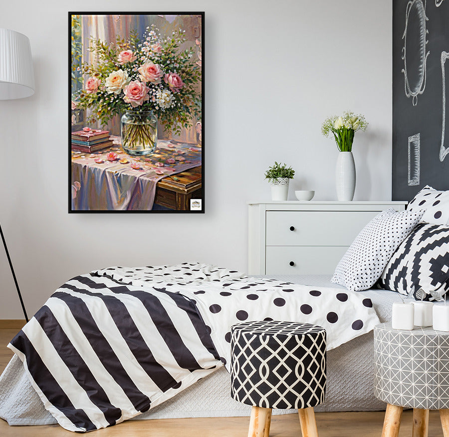 Soft Bouquets and Sunlight Serenity| Floral Print| Romantic Pink Roses in the Sunlight| Giclee Paper- Wood- Metal- Canva