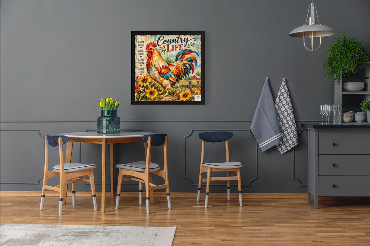Country Life Rooster | Farm Fresh Country Kitchen Art | Giclée Paper • Wood • Metal • Canvas